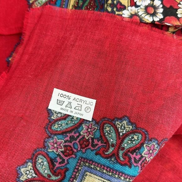 Floral Paisley Print Multicolor Slavic Babushka Platok Scarf - Picture 2 of 5